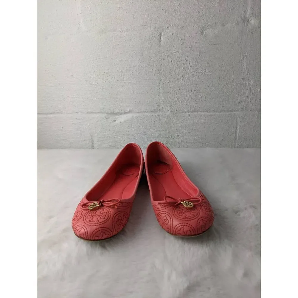 Tory Burch Chelsea‎ Pink Stitched Ballet Flats sz 7.5